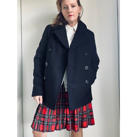 Vintage 90s Peacoat Size Small Wool Blend classic Looks Winter coats Blackhgh2,6 - Picture 1 of 8